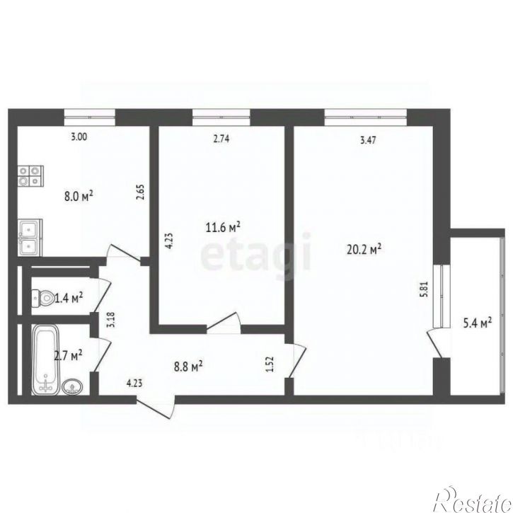 2-комн квартира ул Мильчакова, 3,  д. 3