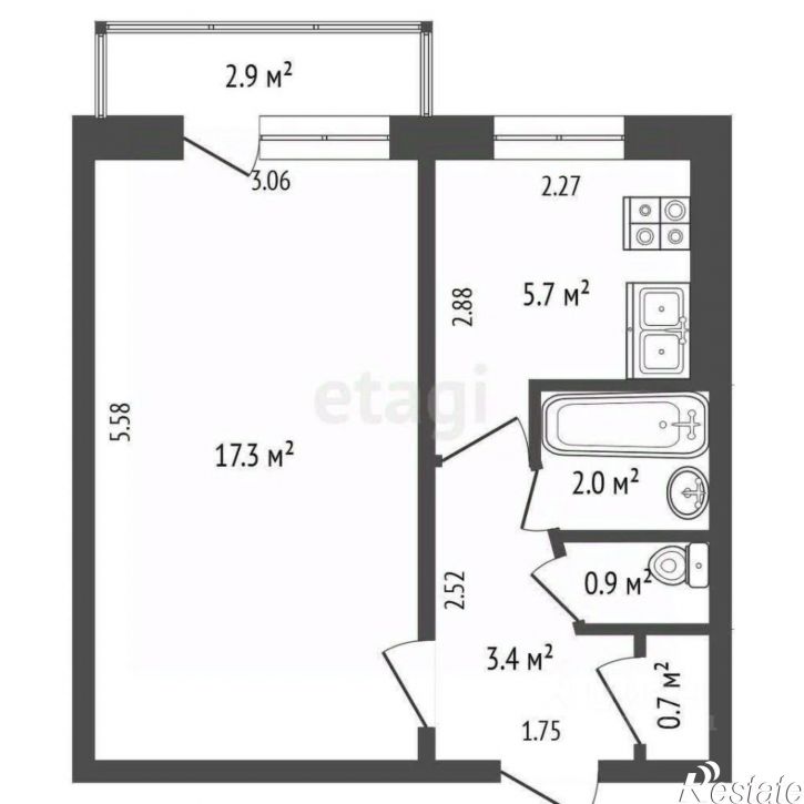 1-комн квартира улица Туполева, 12,  д. 12