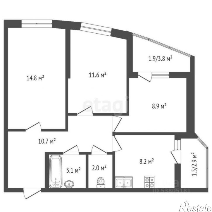 3-комн квартира ул Берберовская, 30,  д. 30