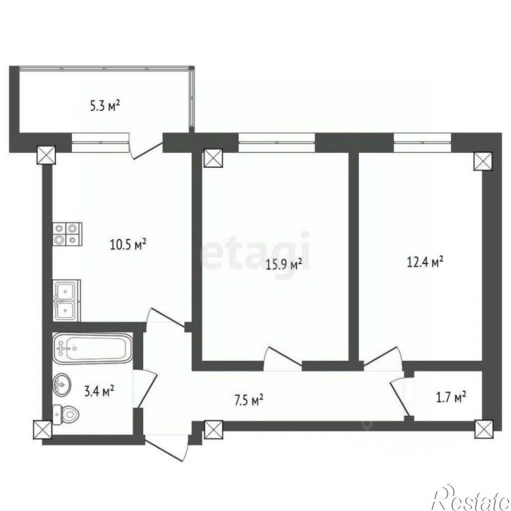 2-комн квартира ул Шаповалова, 1д,  д. 1д