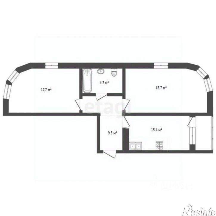 2-комн квартира улица Бориса Слюсаря, 15 с1,  д. 15 с1