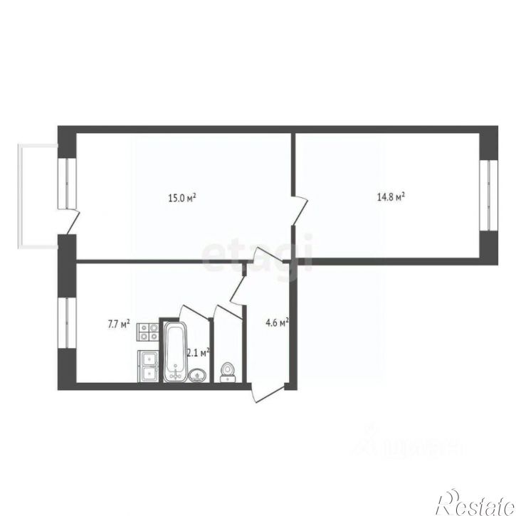 2-комн квартира ул Вятская, 57,  д. 57