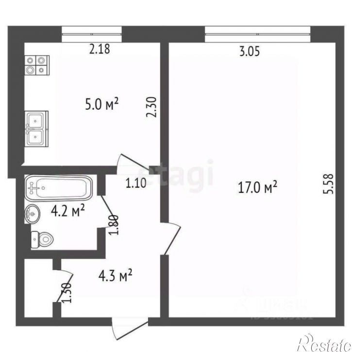 1-комн квартира улица Ерёменко, 58 к4,  д. 58 к4