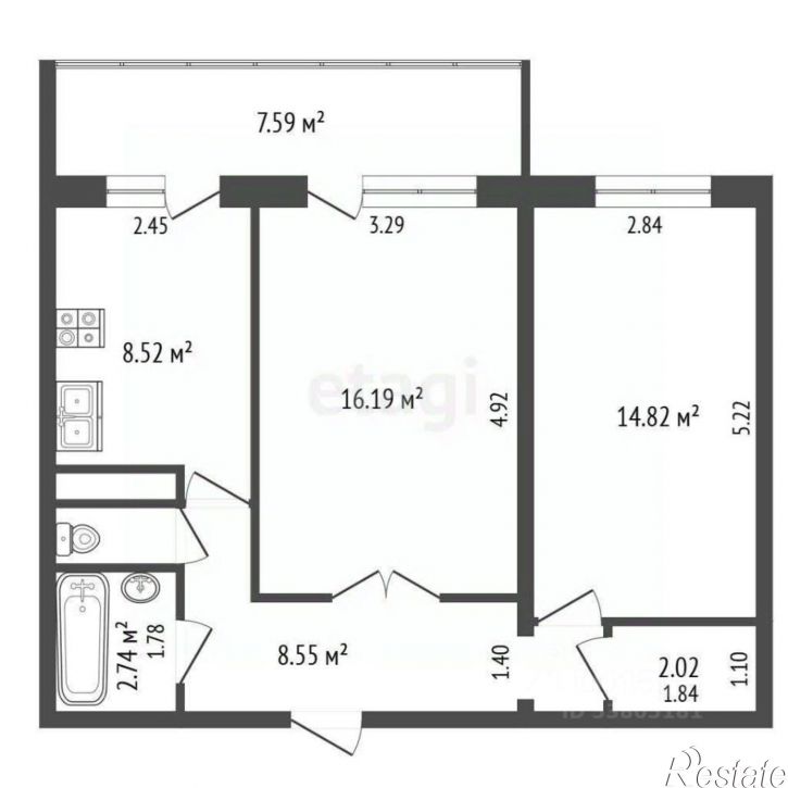 2-комн квартира улица 2-й Пятилетки, 6В,  д. 6В