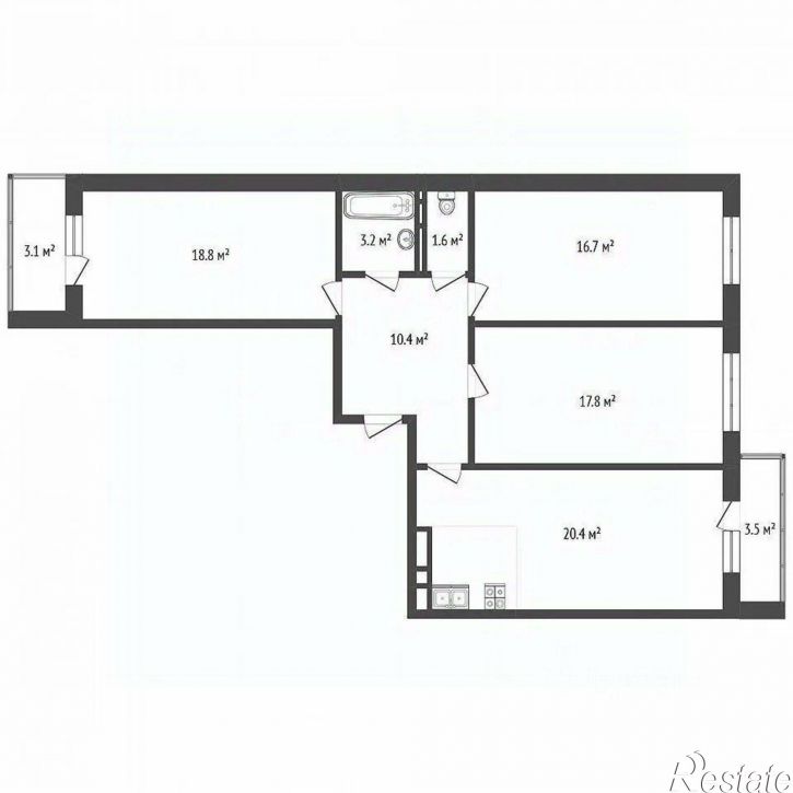 3-комн квартира улица Малиновского, 66/1,  д. 66/1