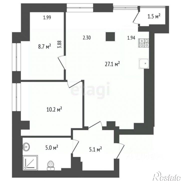 2-комн квартира б-р Комарова, 20в/9а,  д. 20в/9а