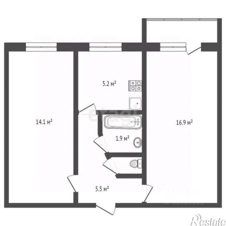 2-комн квартира улица Ларина, 24 к1,  д. 24 к1