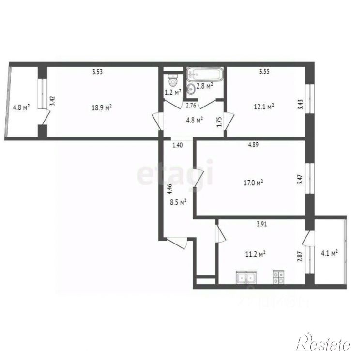 3-комн квартира Благодатная улица, 168 к3,  д. 168 к3