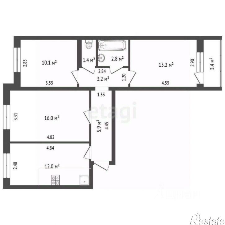 3-комн квартира ул Добровольского, 34,  д. 34