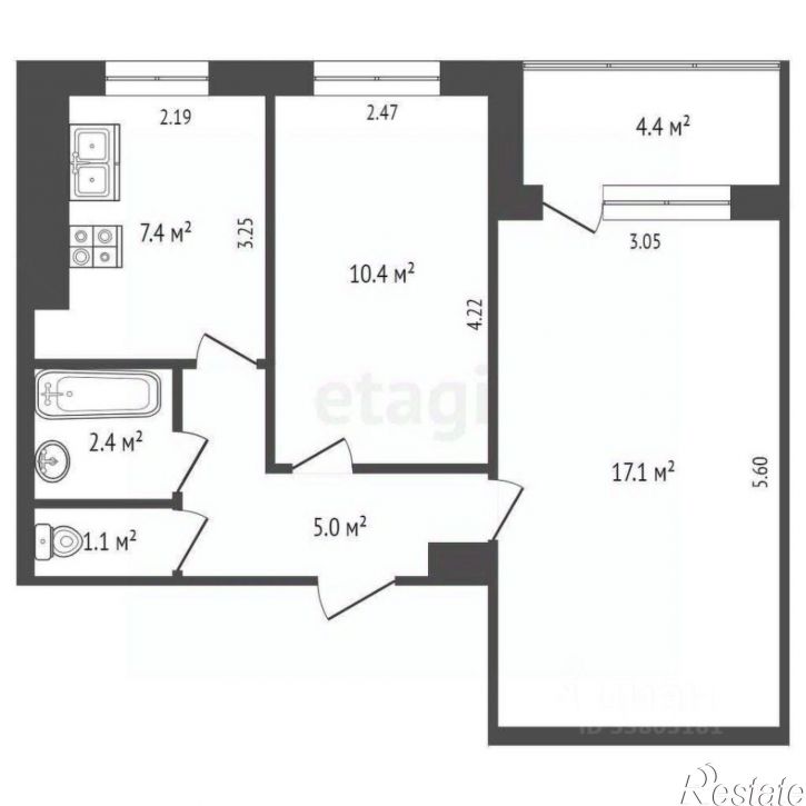 2-комн квартира Коммунистический пр-кт, 34/1,  д. 34/1