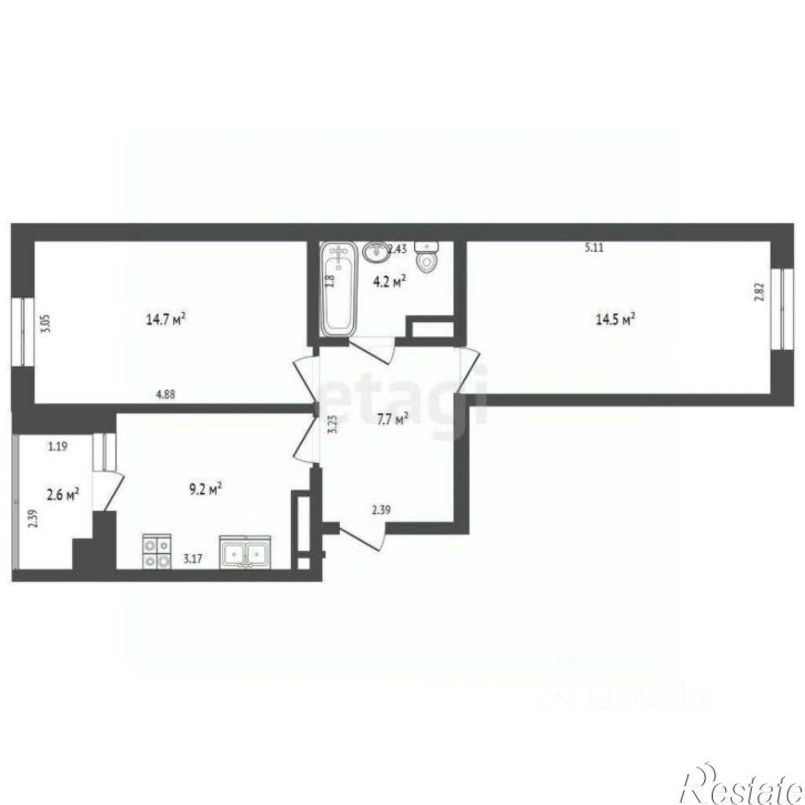 2-комн квартира Берберовская улица, 32 с2,  д. 32 с2