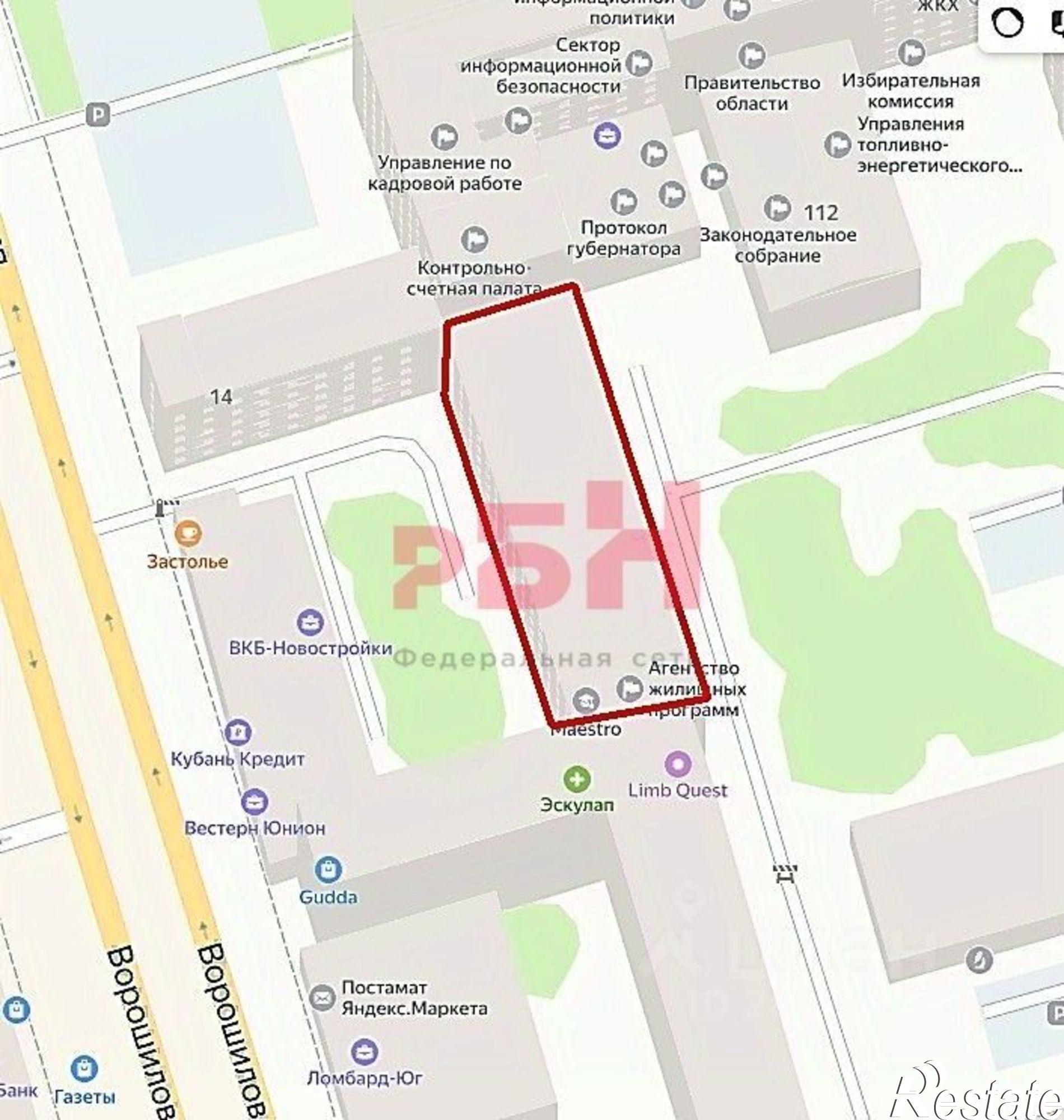 Купить офис, помещение под офис за 200 001 000 рублей на Ворошиловский проспект, 12