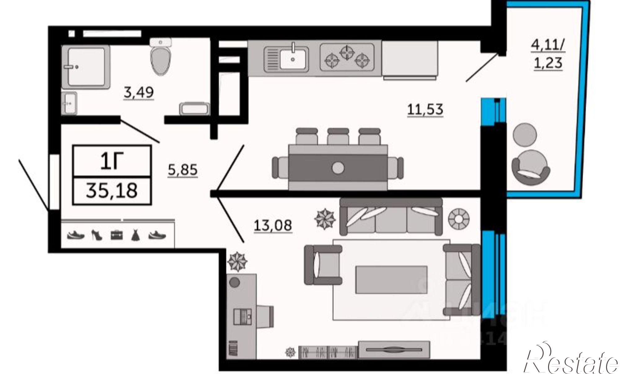 Купить квартиру за 4 400 000 рублей на Туркестанская улица, 1А