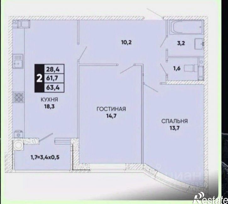 2-комн квартира Берберовская улица, 28 с2,  д. 28 с2