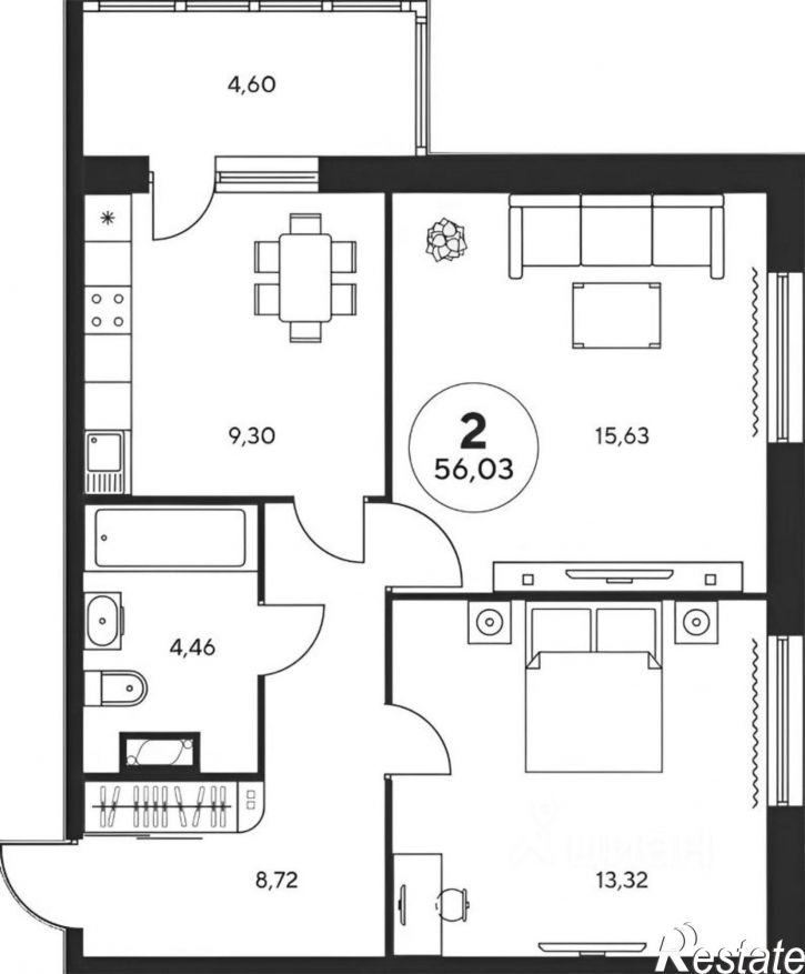 2-комн квартира проспект Сиверса, 30,  д. 30