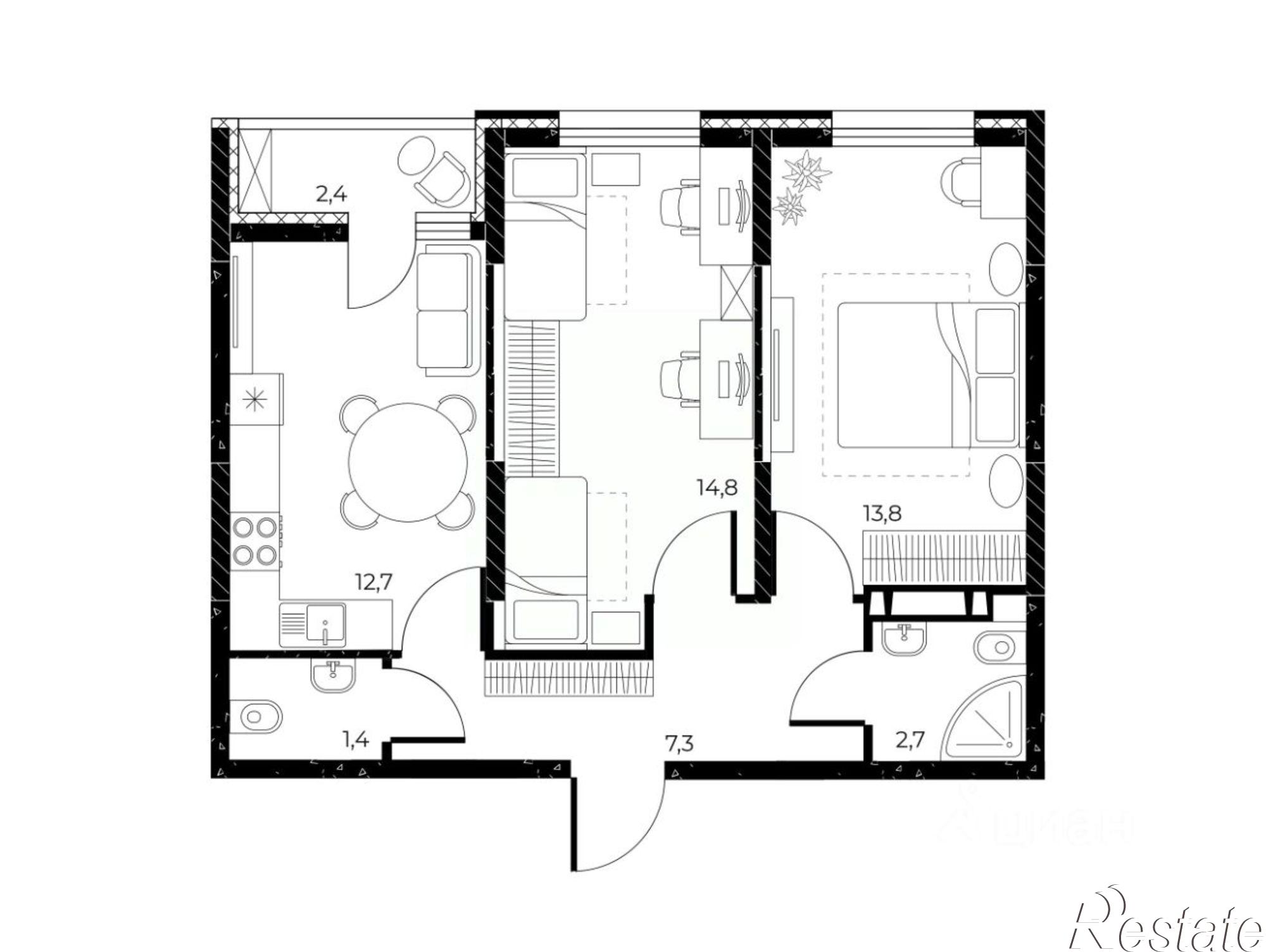 Купить квартиру за 7 405 860 рублей на Театральный пр-кт, 62
