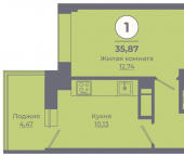 1-комн, 34 кв м, этаж 12/24 проспект Солженицына
