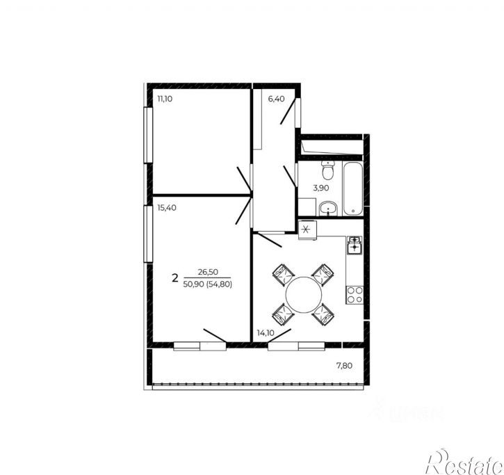 2-комн квартира в новом доме улица Назарько, 4,  д. 4