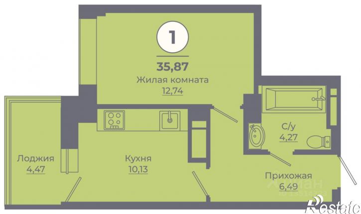 1-комн квартира в новом доме проспект Солженицына