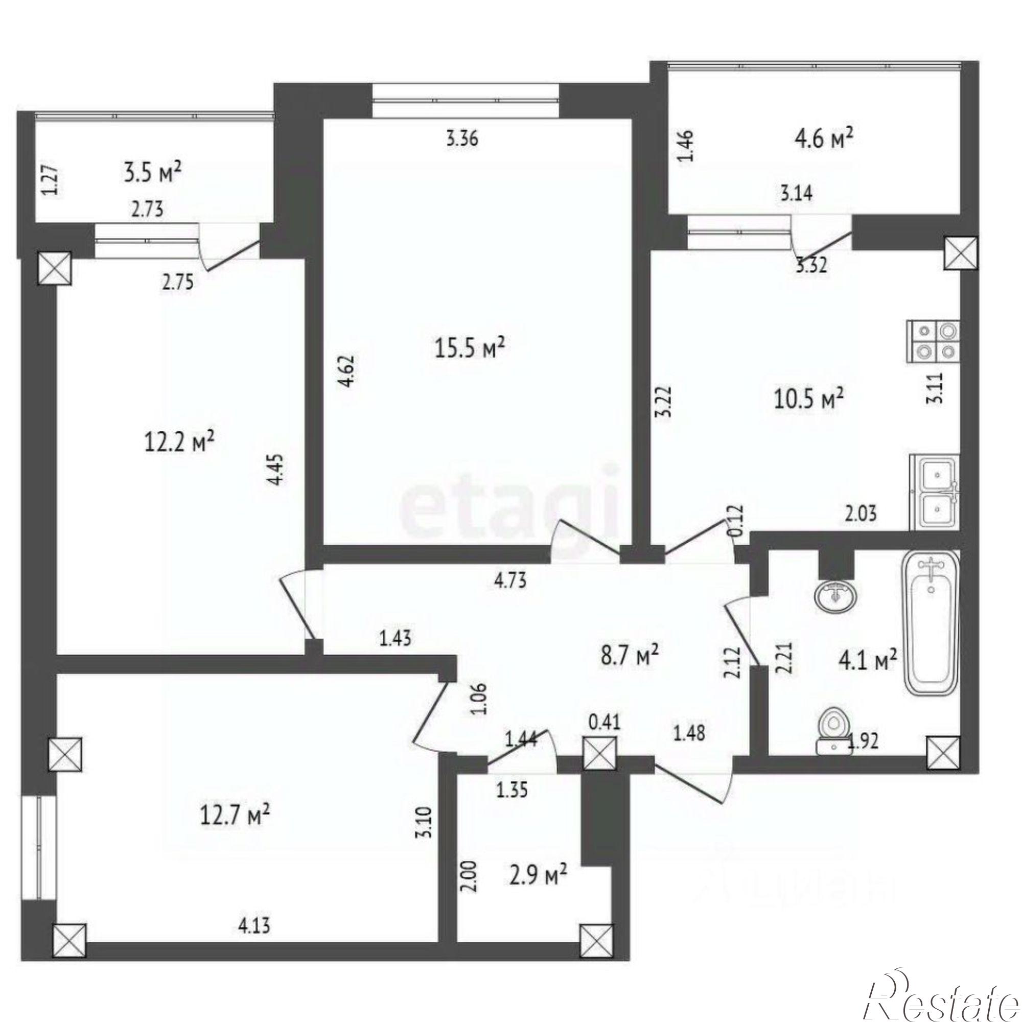 Купить квартиру за 6 800 000 рублей на улица Шаповалова, 1В с2