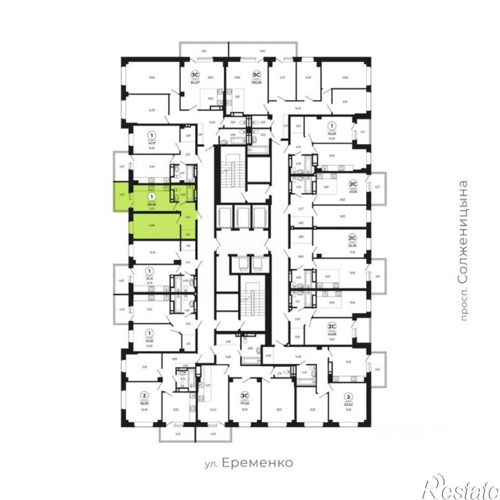 1-комн квартира в новом доме улица Ерёменко, 111
