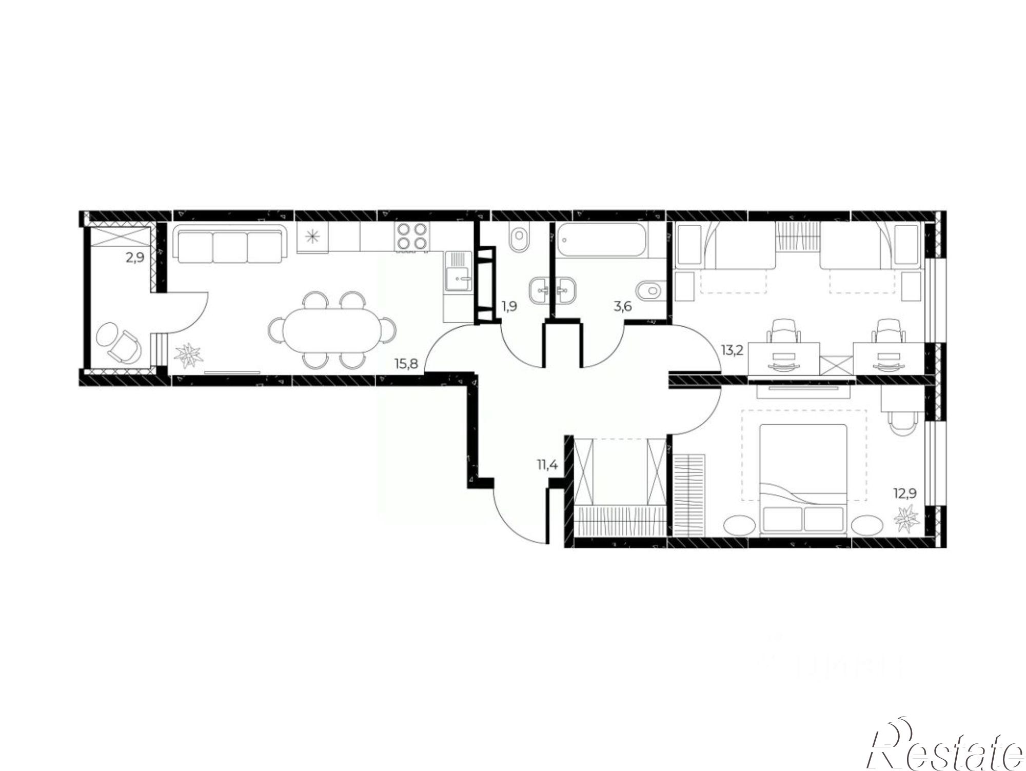 Купить квартиру за 8 140 500 рублей на Театральный проспект, 62Б