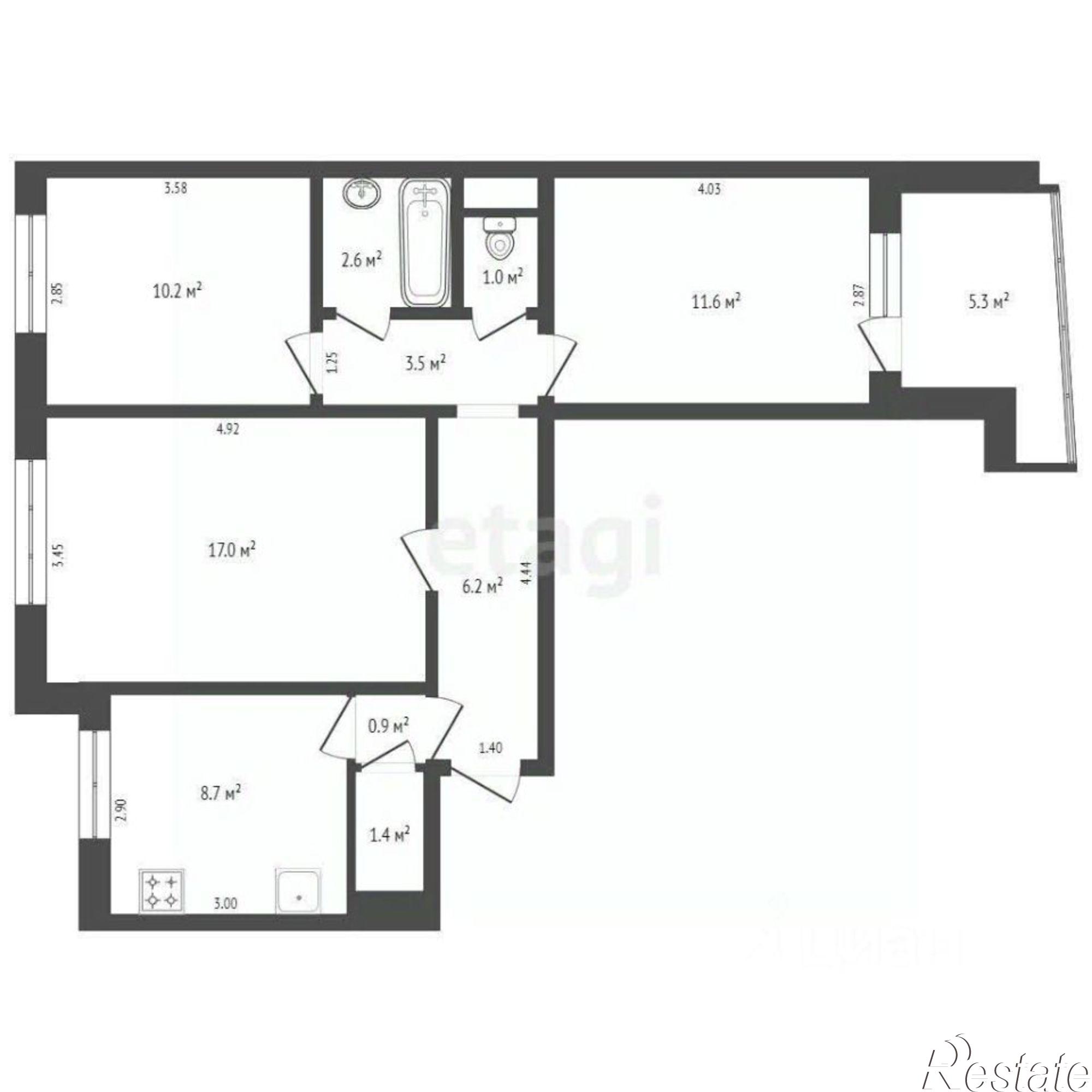 Купить квартиру за 5 500 000 рублей на Таганрогская улица, 116/3