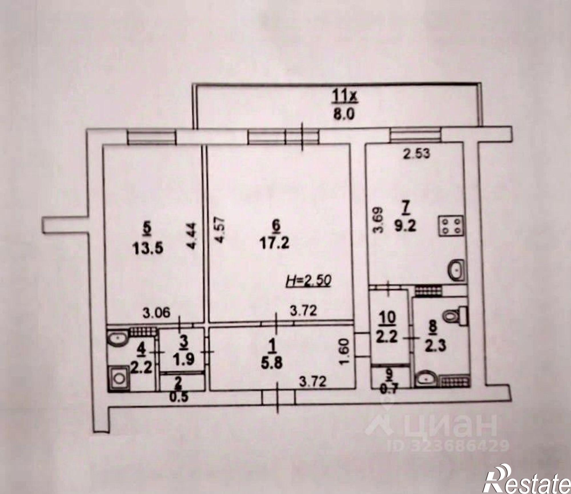 Купить квартиру за 7 300 000 рублей на Грибоедовский пер, 4