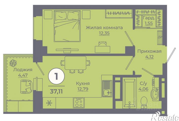 1-комн квартира в новом доме улица Ерёменко, 111,  д. 111