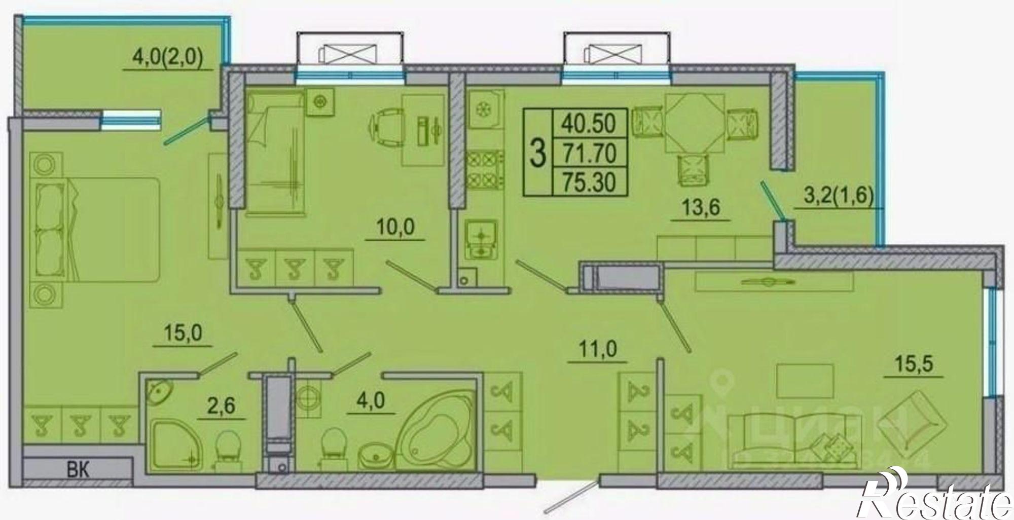 Купить квартиру за 8 100 000 рублей на улица Жмайлова, 19