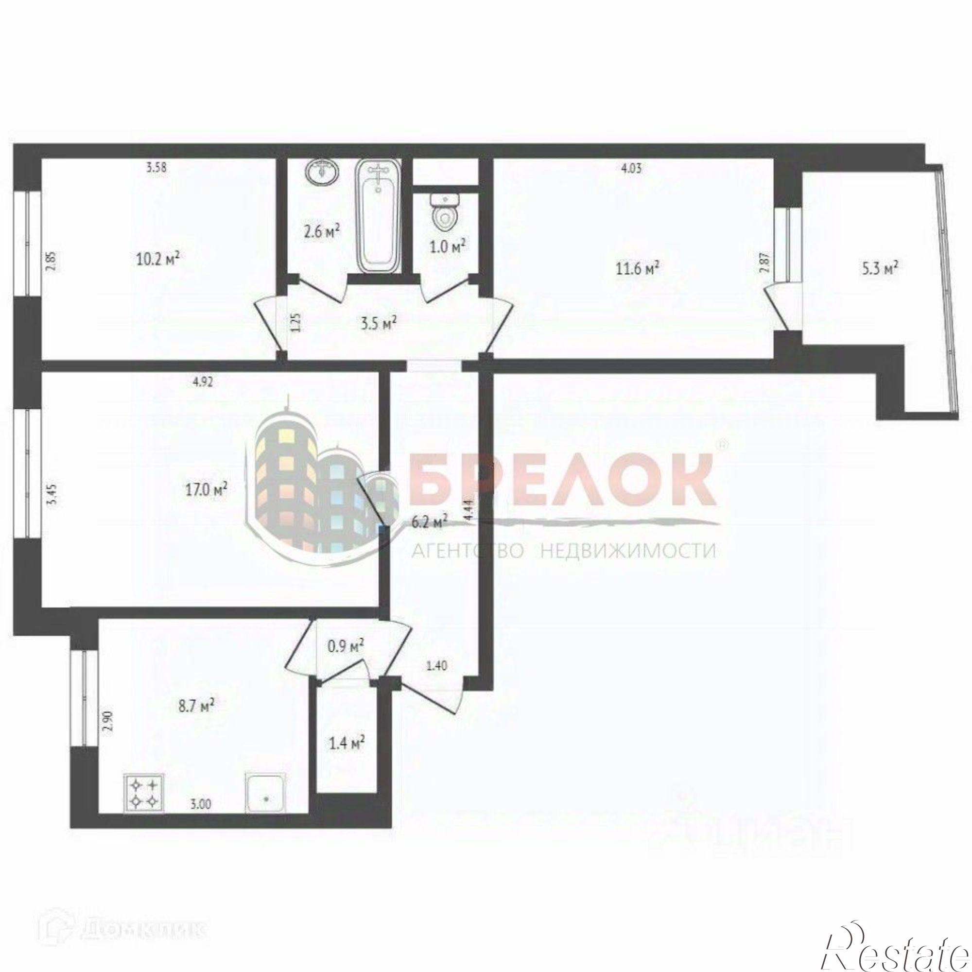 Купить квартиру за 5 500 000 рублей на Таганрогская улица, 116/3