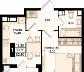 1-комн, 32 кв м, этаж 12/15 проспект Шолохова
