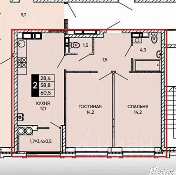 2-комн квартира ул Бориса Слюсаря, 19 1,  д. 19 1,  к. 1