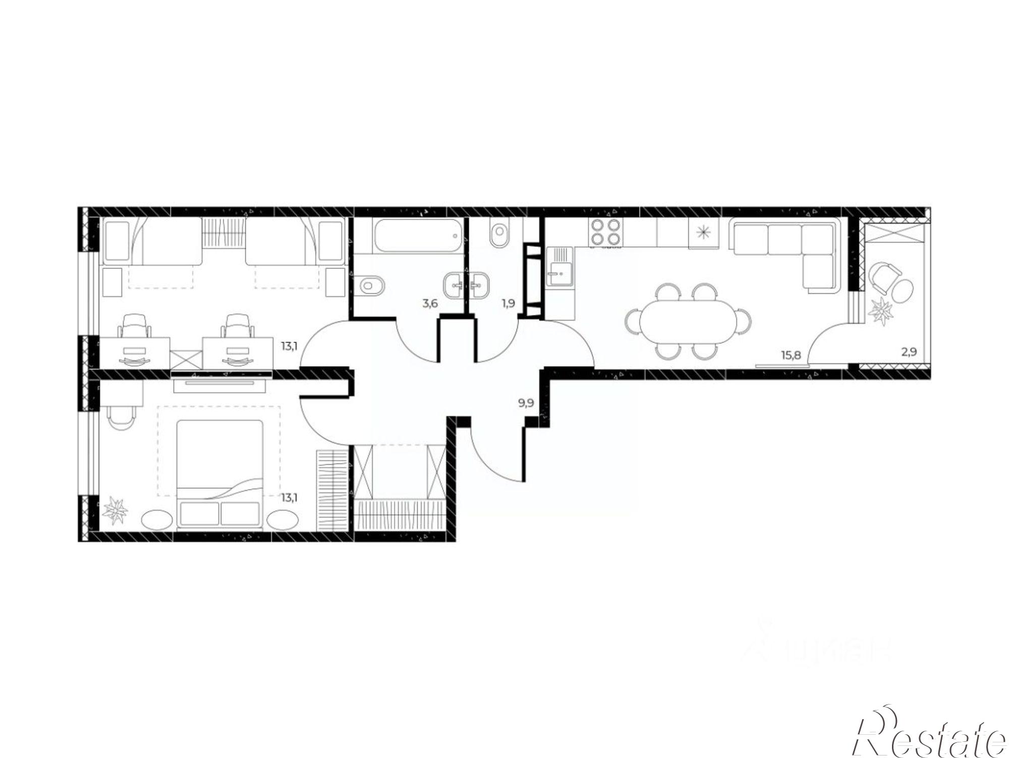 Купить квартиру за 8 257 780 рублей на Театральный проспект, 62Б