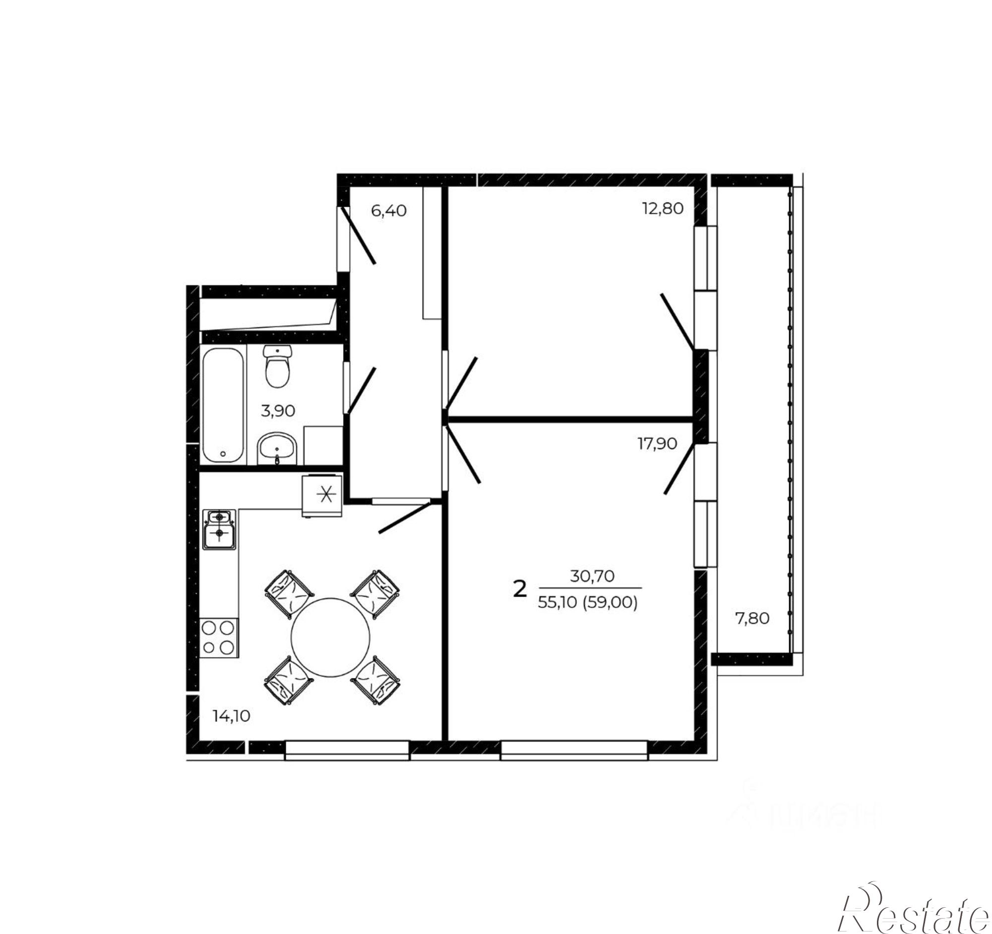 Купить квартиру за 7 316 000 рублей на улица Назарько, 4