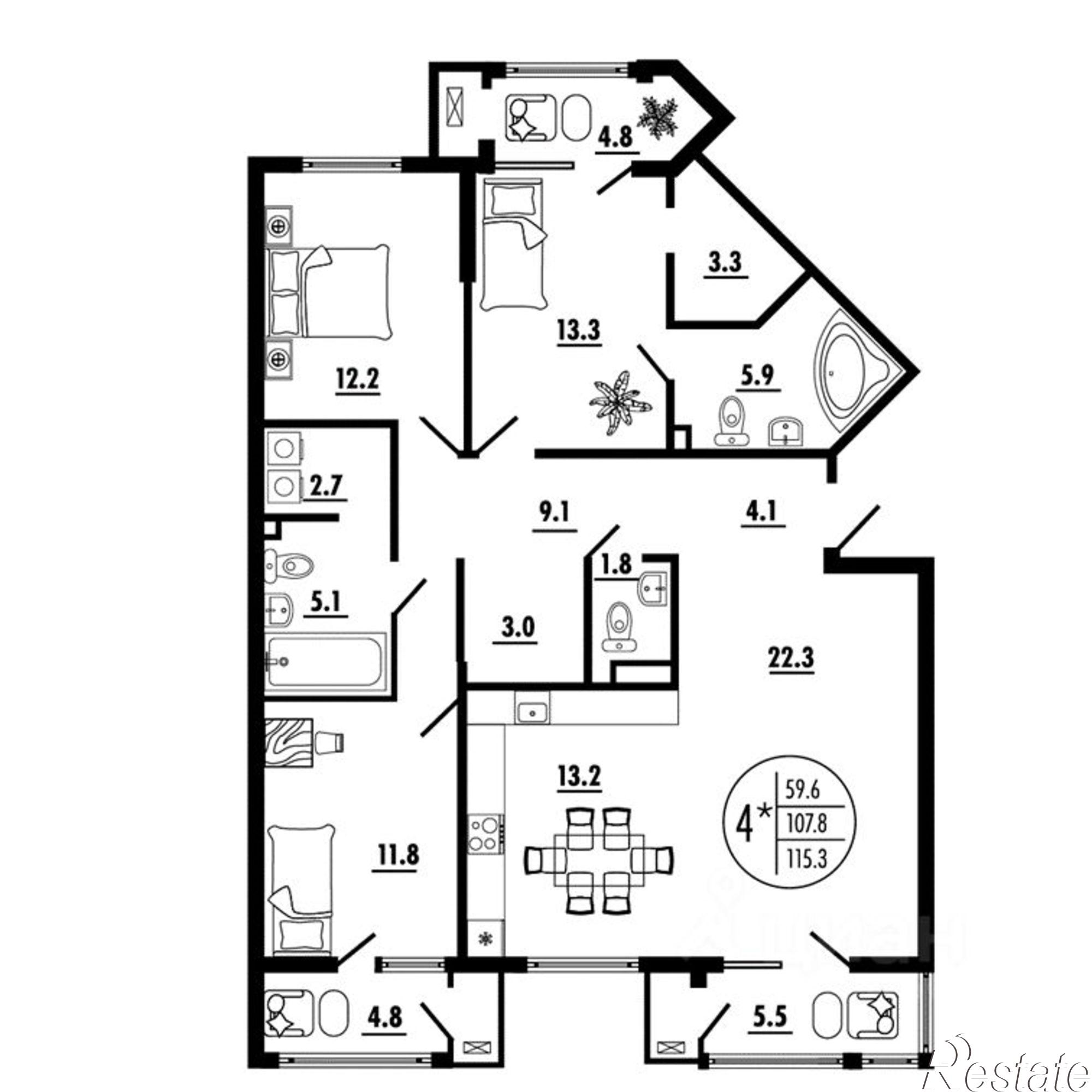 Купить квартиру за 22 598 800 рублей на ул Благодатная, 163