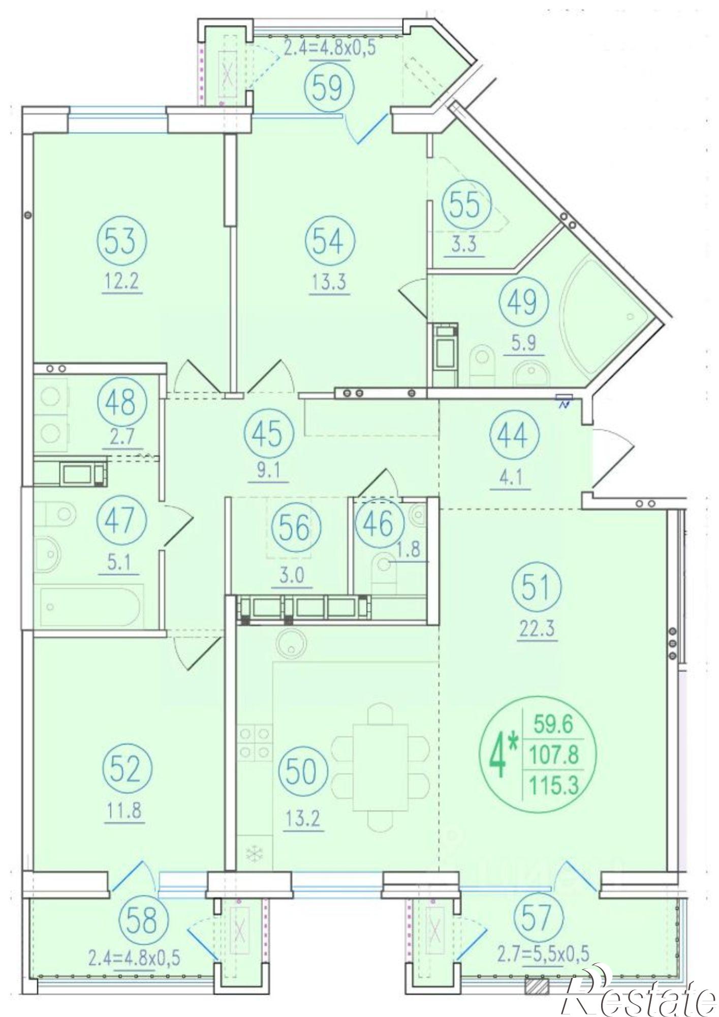 Купить квартиру за 22 598 800 рублей на ул Благодатная, 163