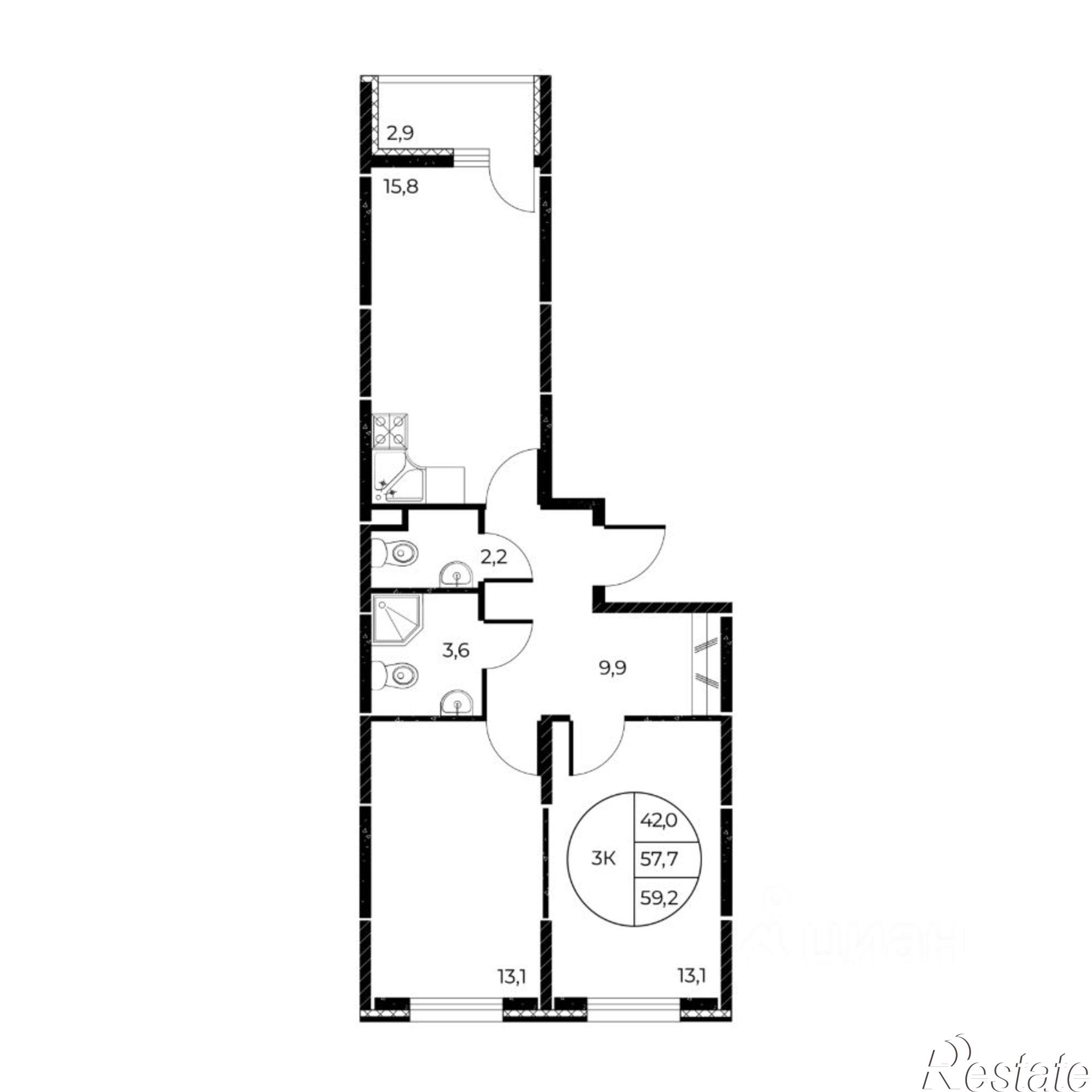 Купить квартиру за 7 932 800 рублей на Театральный проспект, 62Б