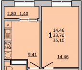1-комн, 35 кв м, этаж 3/22 ул Зорге, 11в