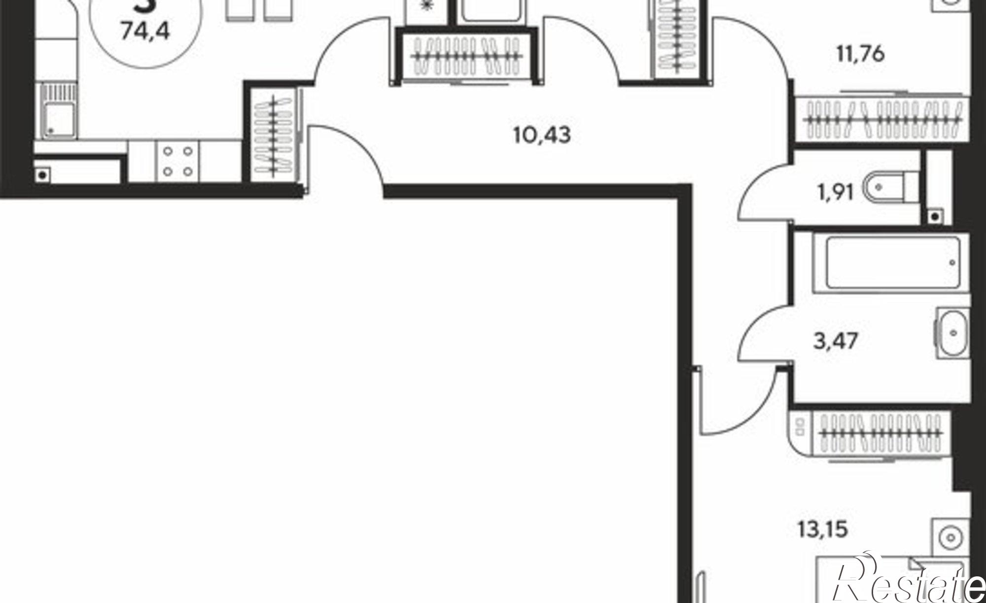 Купить квартиру за 12 230 000 рублей на улица Нансена, 109