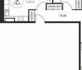 3-комн, 74 кв м, этаж 24/25 улица Нансена, 107/5