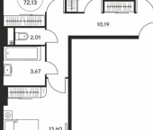 3-комн, 72 кв м, этаж 24/25 улица Нансена, 107/5