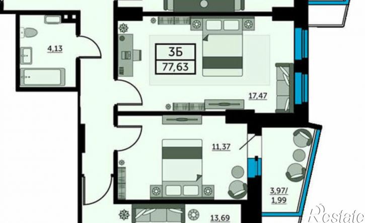 3-комн квартира ул 23-я линия, 58,  д. 58