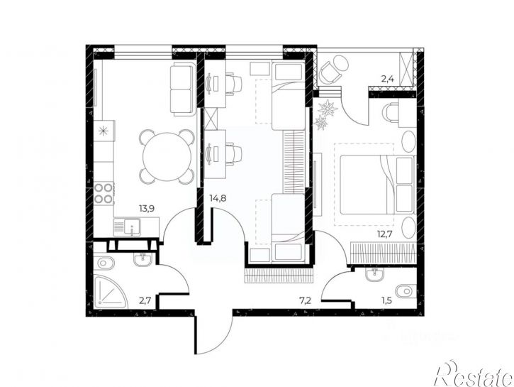 2-комн квартира в новом доме Театральный пр-кт, 62,  д. 62