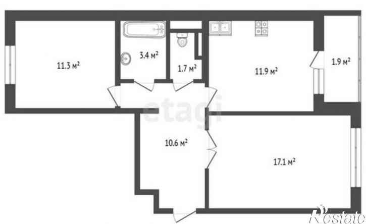 2-комн квартира переулок Чаленко, 19/1
