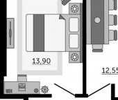 1-комн, 40 кв м, этаж 4/19 ул Туркестанская, 2
