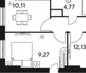 2-комн, 46 кв м, этаж 25/25 улица Малиновского, 33Б