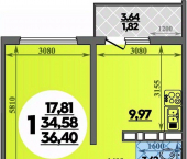 1-комн, 36 кв м, этаж 12/17 улица Дмитрия Петрова, 12