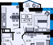 2-комн, 47 кв м, этаж 10/24 Привокзальная улица, 9А