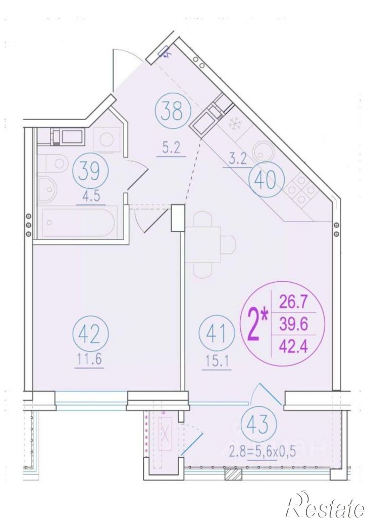 2-комн квартира в новом доме Благодатная улица, 164А к14,  д. 164А к14